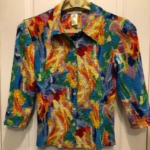 Vibrant Sequined Alberto Makali Button Down Blouse